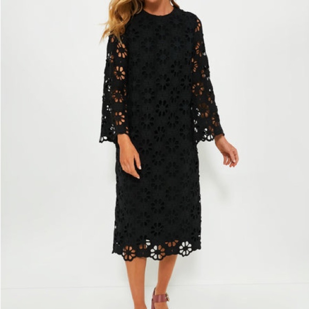 Tuckernuck Black Floral Eyelet Midi Dress
